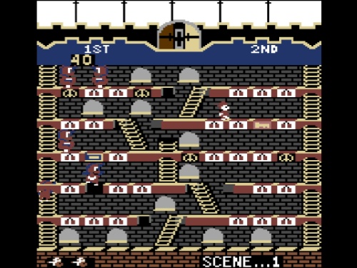Gameplay of Mr. Do!'s Castle for Commodore 64